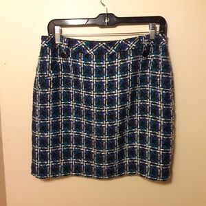 🌻3/$20 Loft plaid tweed knee length skirt 6 petite.